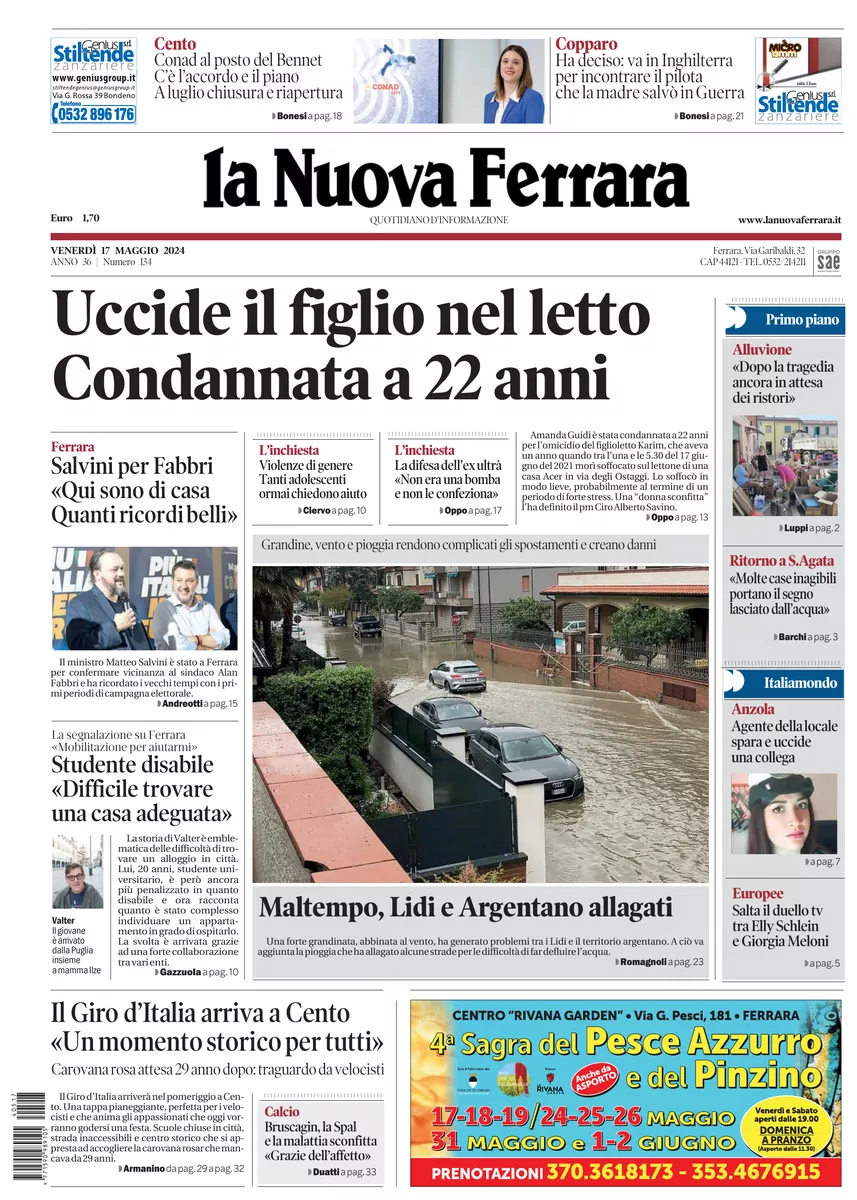 Prima-pagina-nuova ferrara-oggi-edizione-del-2024-05-17